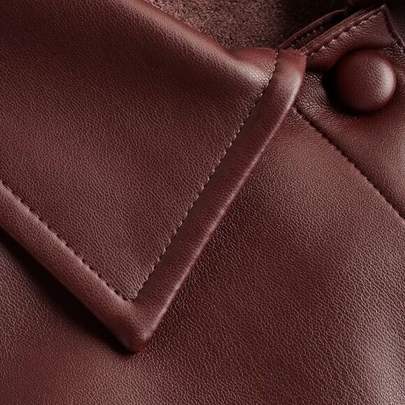 Express Faux Leather Drop Shoulder Oversized Shacket - Picture 6 of 9